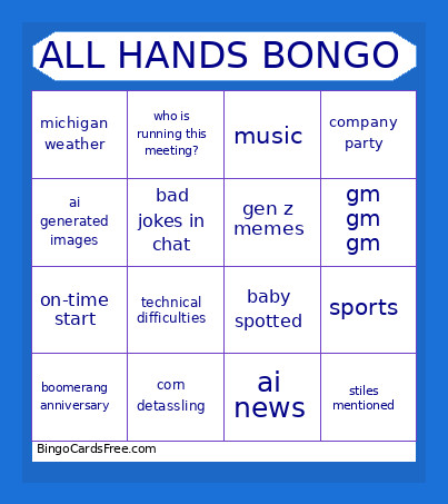 KL&A All-Hands Bongo Bingo Card