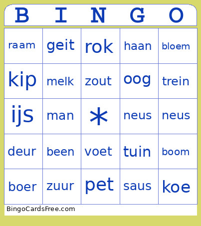 Klanken Bingo Card