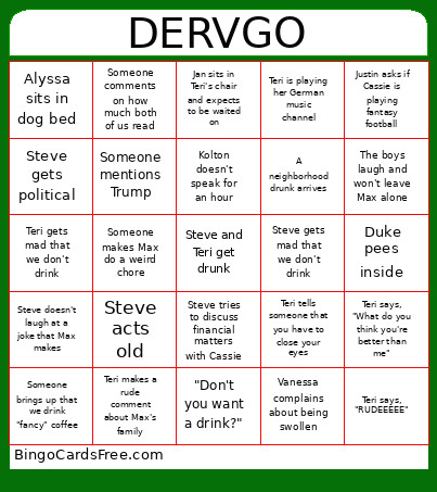 Klaxon Bingo Card