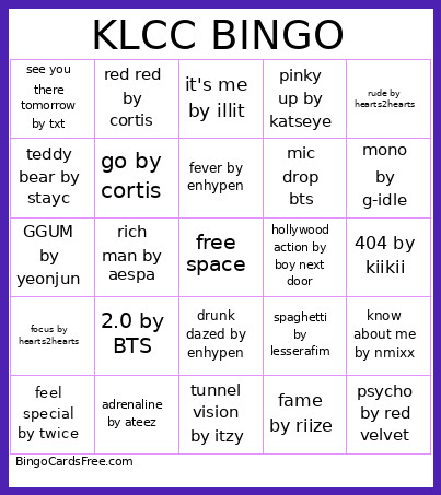KLCC Kpop ! Bingo Card