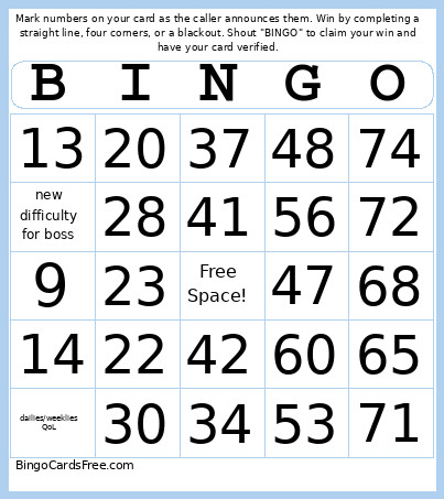 KMS Showcase Bingo Card