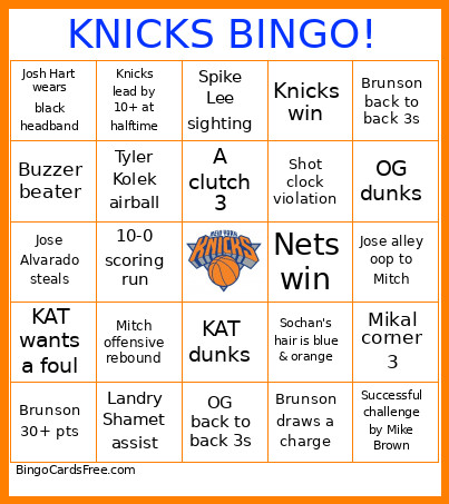 KNICKS ! Bingo Card
