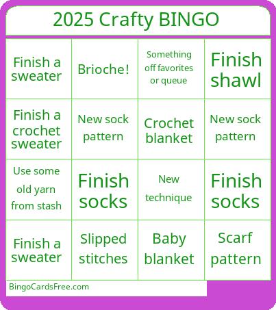 Knitting 2025 bingo