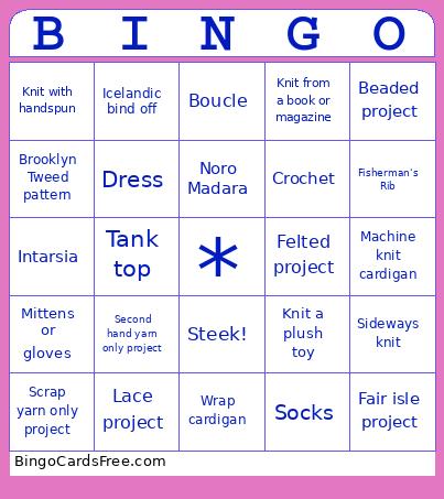 Knitting Bingo Cards Free Pdf Printable Game, Title: BINGO