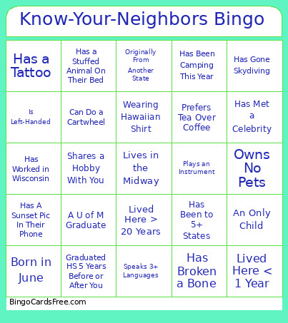 Know-Your-Neighbors Bingo Card