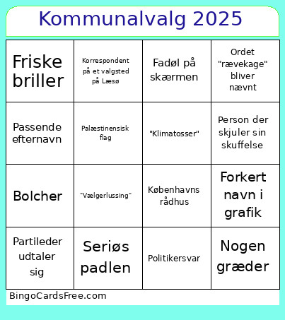 Kommunalvalg 2025 Bingo Card