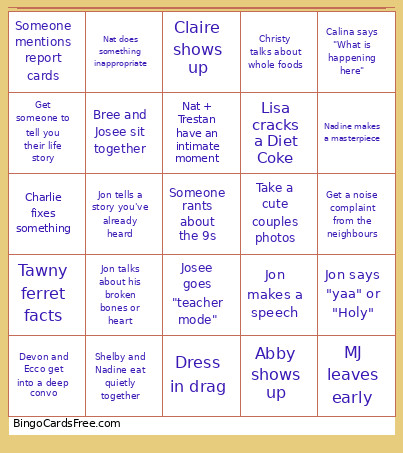 Kootenay University Bingo Card