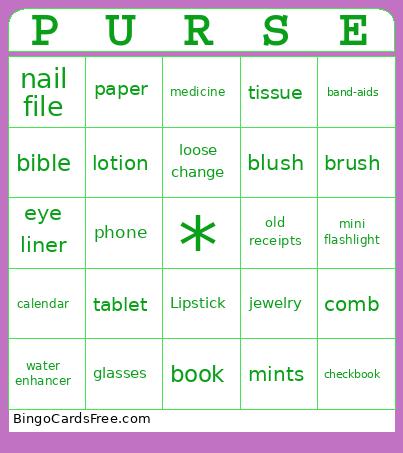 Kosair Purse Bingo Card
