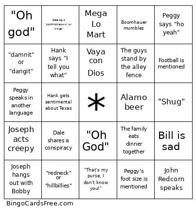 KOTH New Season Bingo Card