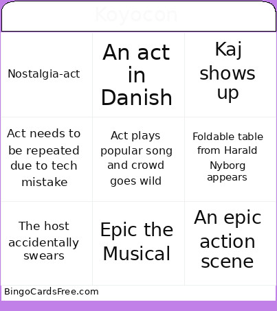 Koyocon Bingo Card