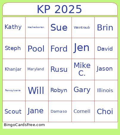 KP 2025 Bingo Card