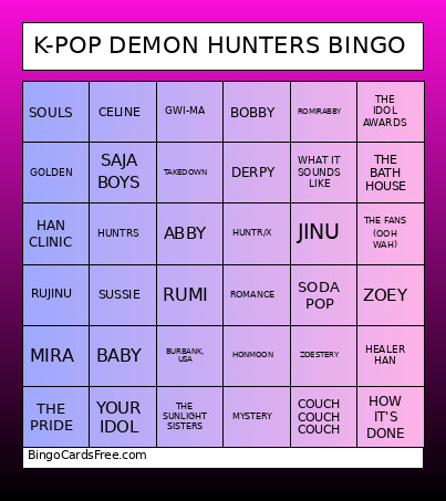 KPOP Demon Hunters - V1 Bingo Card