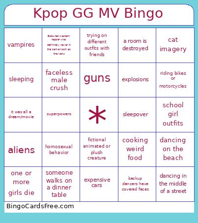 Kpop GG MV Bingo