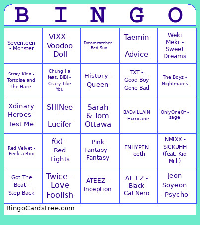 KPOP Halloween Bingo Card