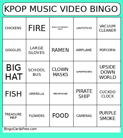 KPOP MUSIC VIDEO Bingo Card