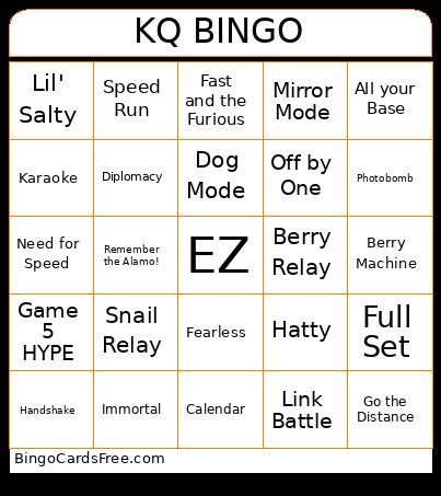 KQ Bingo Card