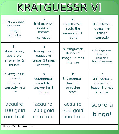 KRATGUESSR VI Bingo Card