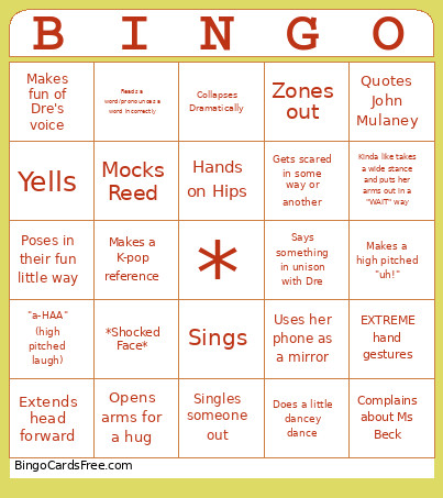 Kringo!! Bingo Card