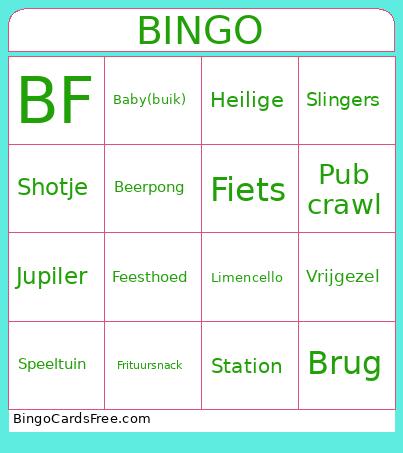 Kroegentocht Bingo Card