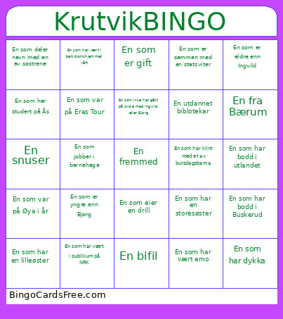 Krutvik Bingo Card