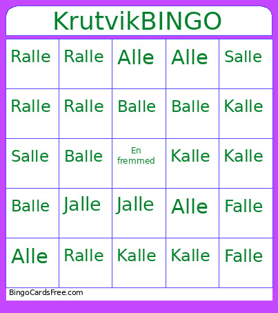 Krutvik Bingo Card