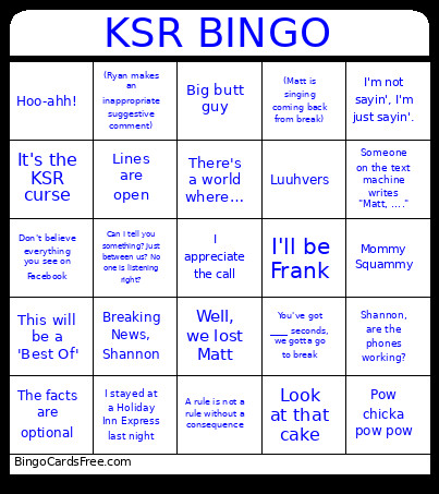 KSR Bingo Card