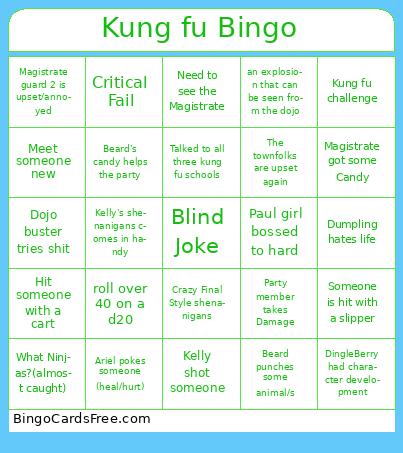 Kung fu Bingo