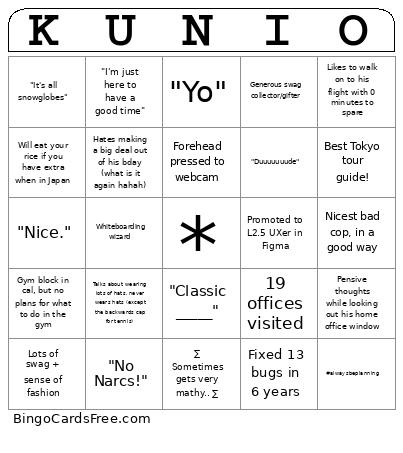 Kuni Farewell Bingo