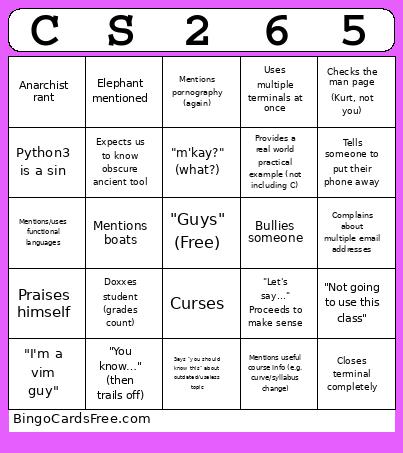 Kurt265 Bingo Card