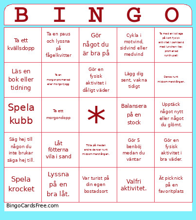 Kustens Sommar Bingo Card
