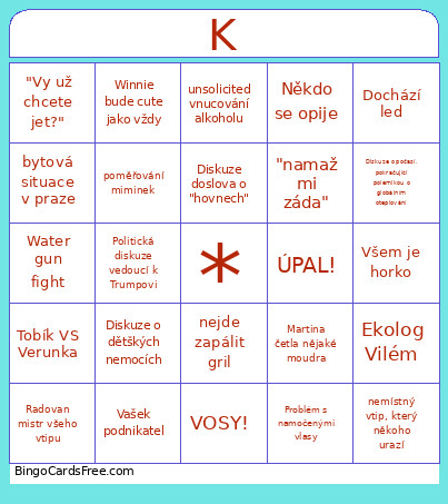 Kvalitně Strávené Sobotní Odpoledne Bingo Card