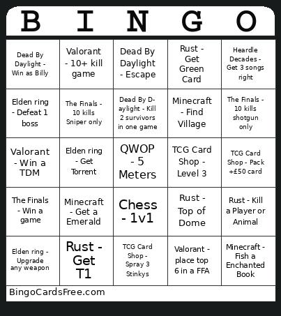 KvJ Game 2 Bingo Cards Free Pdf Printable Game, Title: BINGO
