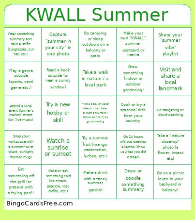 KWALL Summer Bingo Card
