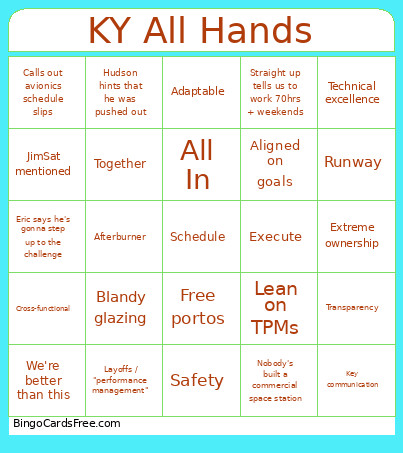 KY All Hands Bingo Card