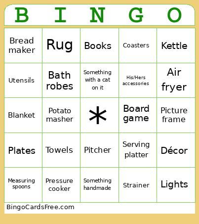 Kyle + Heather Wedding Gift BINGO Cards Free Pdf Printable Game, Title: BINGO