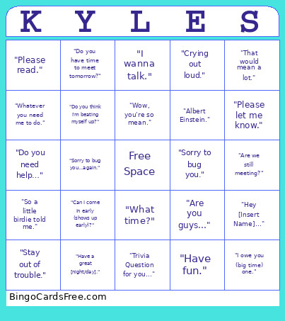 Kyles Bingo Card
