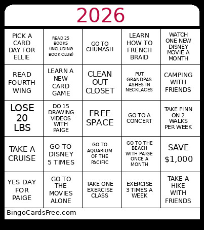 Kyra 2026 Bingo Card