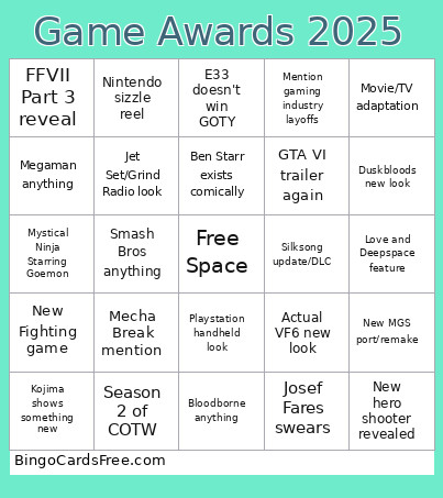 Kyuubone 2025 Bingo Card