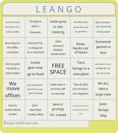 L E A N G O Bingo