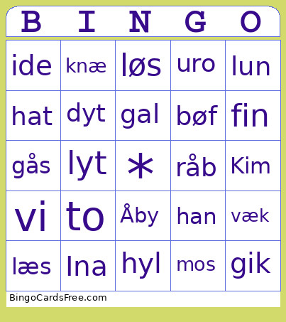 Læs Nu Løs Bingo Card