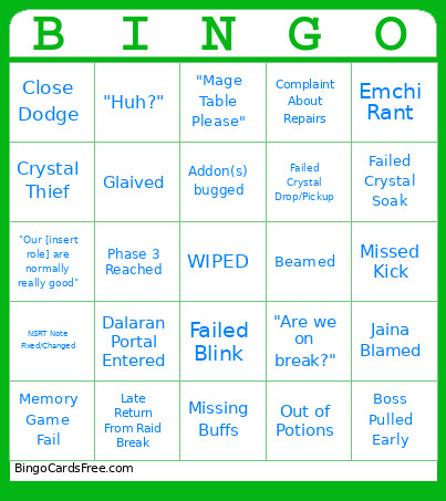 L'ura Prog Bingo Card