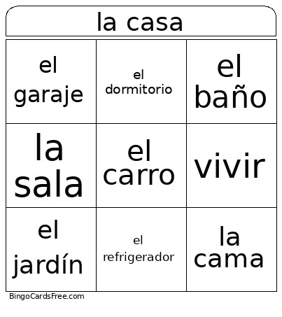 La Casa Bingo Card
