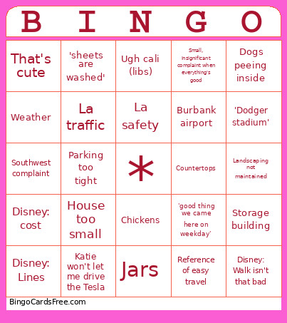 LA: Elhoffer Bingo Card