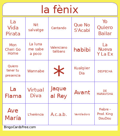 La Fènix Bingo Card
