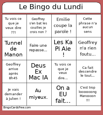 La Grille Du Lundi Bingo Card