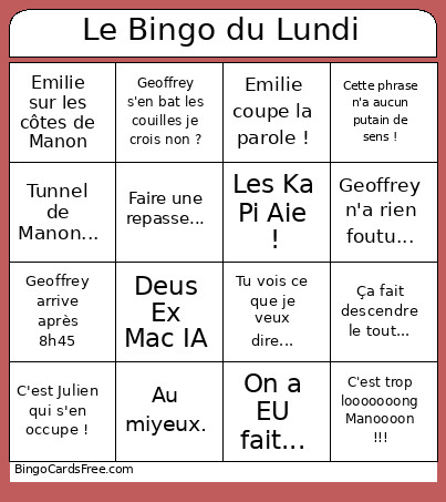 La Grille Du Lundi Bingo Card