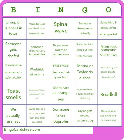 LA Half BINGO Cards Free Pdf Printable Game, Title: BINGO