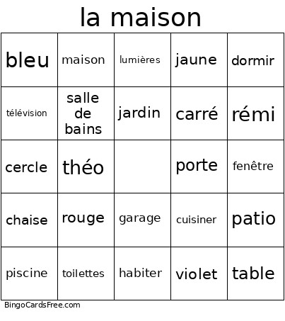 La Maison FLES Bingo Card