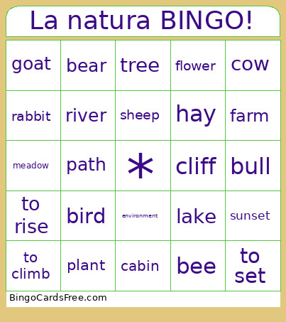 La Natura ! Bingo Card
