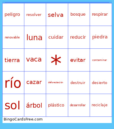 La Naturaleza Bingo Card